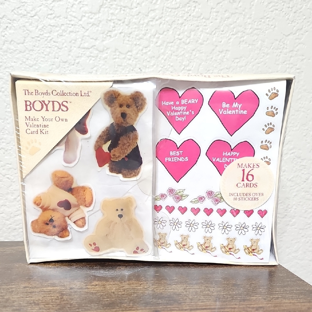 Vintage Boyds Valentine Card Kit with Teddy Bear Stickers